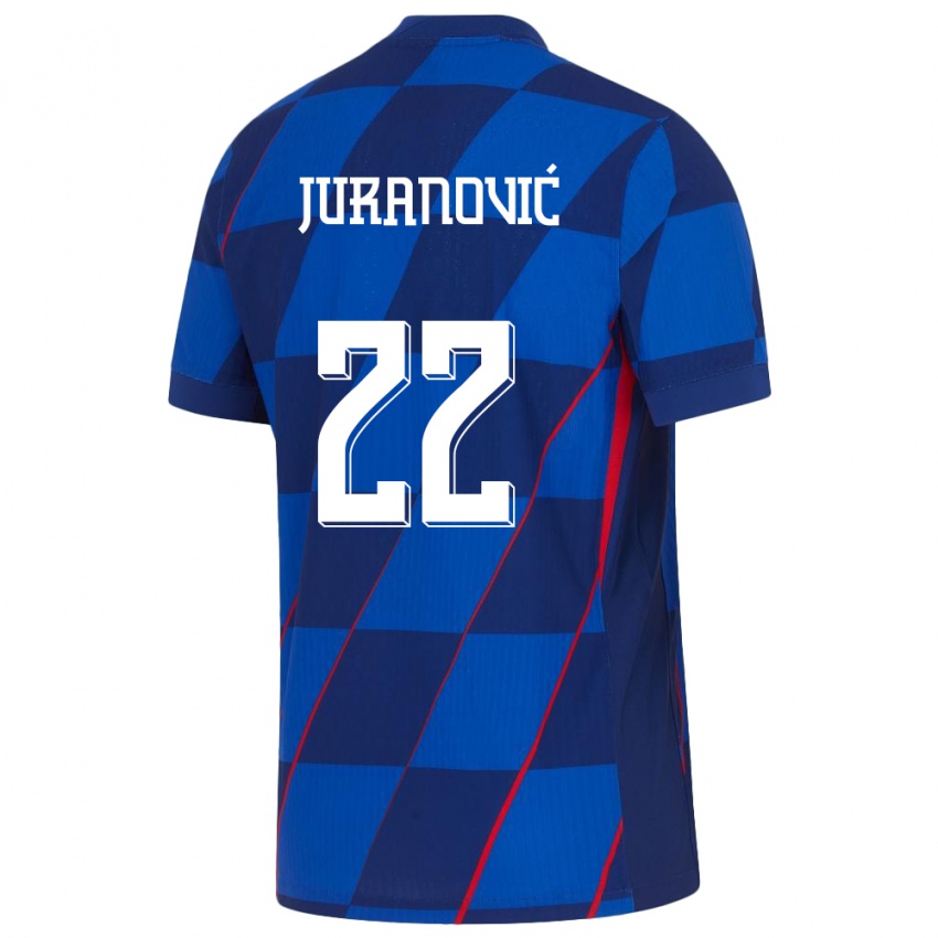 Kinder Kroatien Josip Juranovic #22 Blau Auswärtstrikot Trikot 24-26 T-Shirt