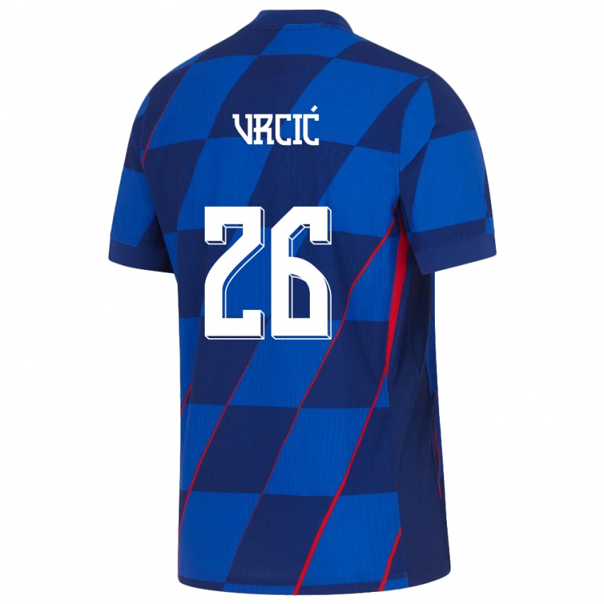 Kinder Kroatien Jere Vrcic #26 Blau Auswärtstrikot Trikot 24-26 T-Shirt