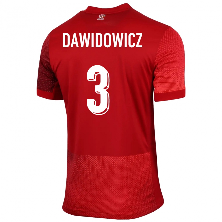 Kinder Polen Pawel Dawidowicz #3 Rot Auswärtstrikot Trikot 24-26 T-Shirt