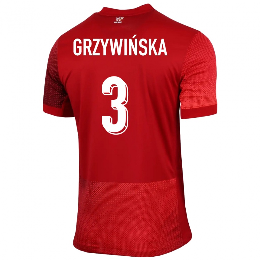 Kinder Polen Gabriela Grzywinska #3 Rot Auswärtstrikot Trikot 24-26 T-Shirt