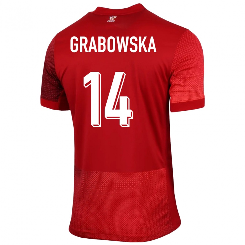 Kinder Polen Dominika Grabowska #14 Rot Auswärtstrikot Trikot 24-26 T-Shirt