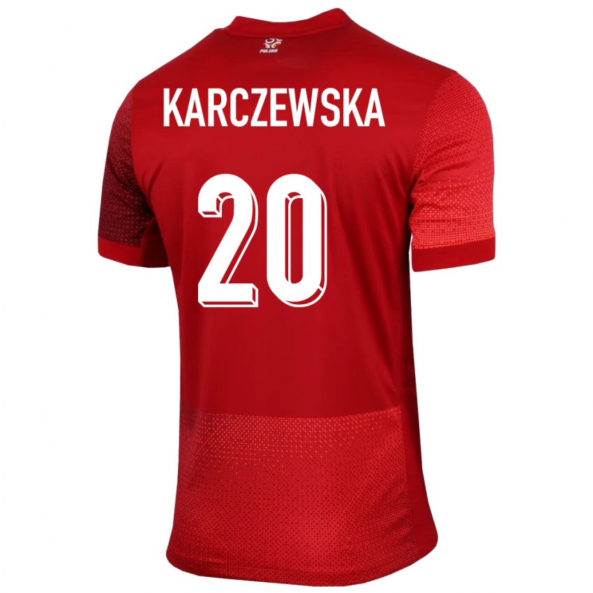 Kinder Polen Nikola Karczewska #20 Rot Auswärtstrikot Trikot 24-26 T-Shirt