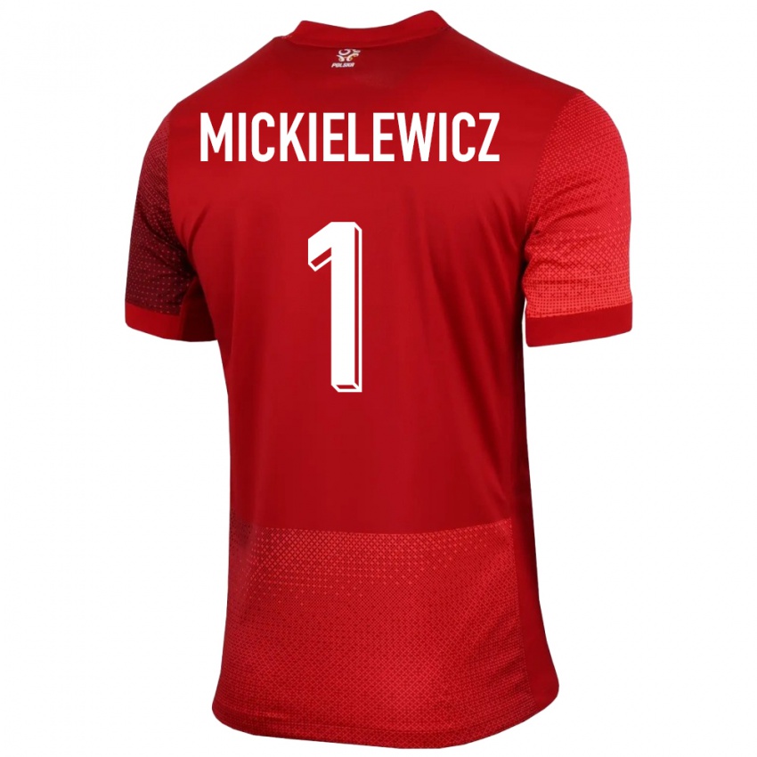 Kinder Polen Aleksander Mickielewicz #1 Rot Auswärtstrikot Trikot 24-26 T-Shirt