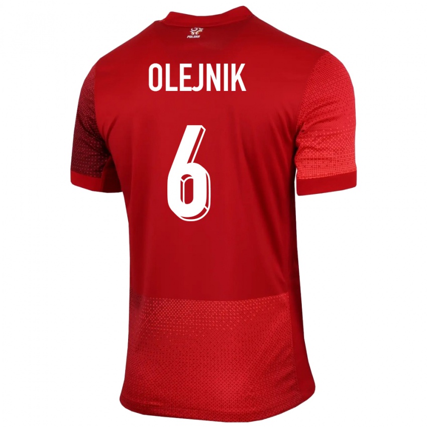 Kinder Polen Patryk Olejnik #6 Rot Auswärtstrikot Trikot 24-26 T-Shirt