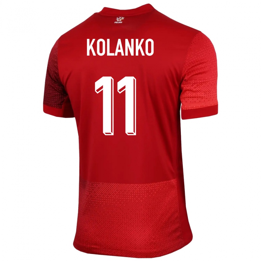 Kinder Polen Krzysztof Kolanko #11 Rot Auswärtstrikot Trikot 24-26 T-Shirt