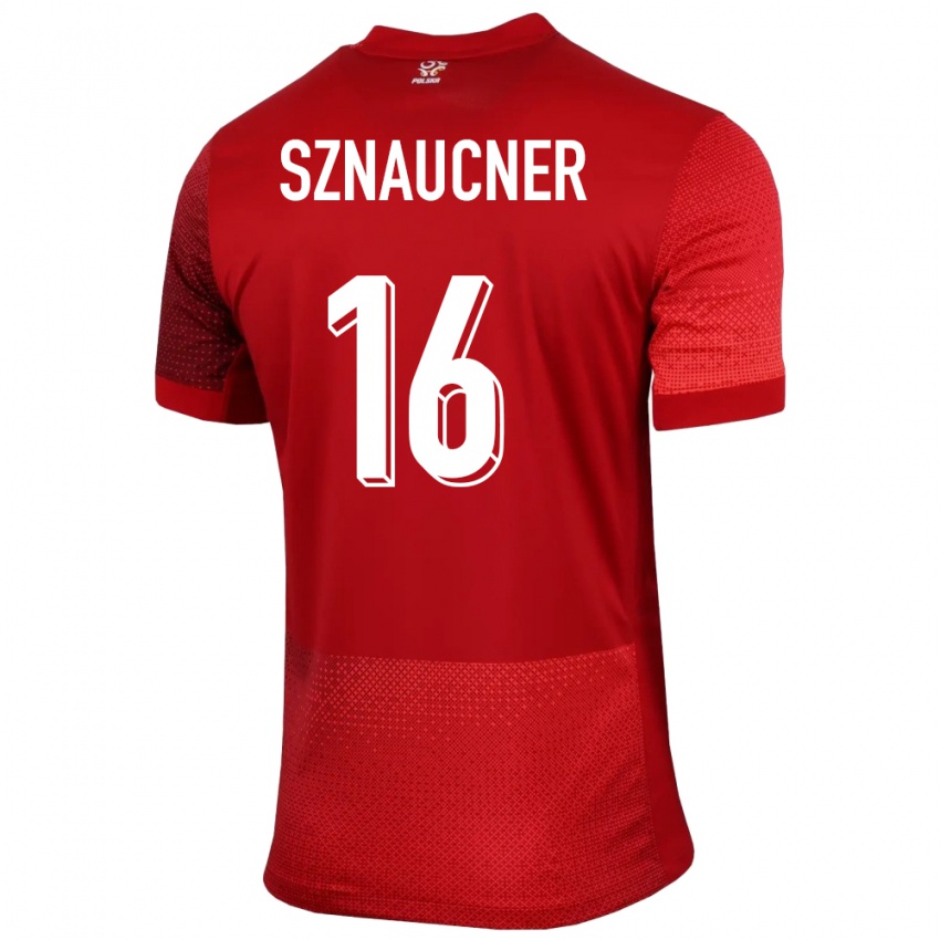 Kinder Polen Maksymilian Sznaucner #16 Rot Auswärtstrikot Trikot 24-26 T-Shirt