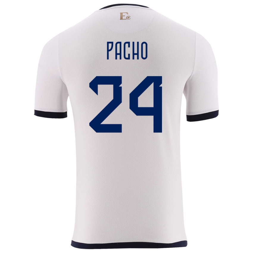 Kinder Ecuador William Pacho #24 Weiß Auswärtstrikot Trikot 24-26 T-Shirt