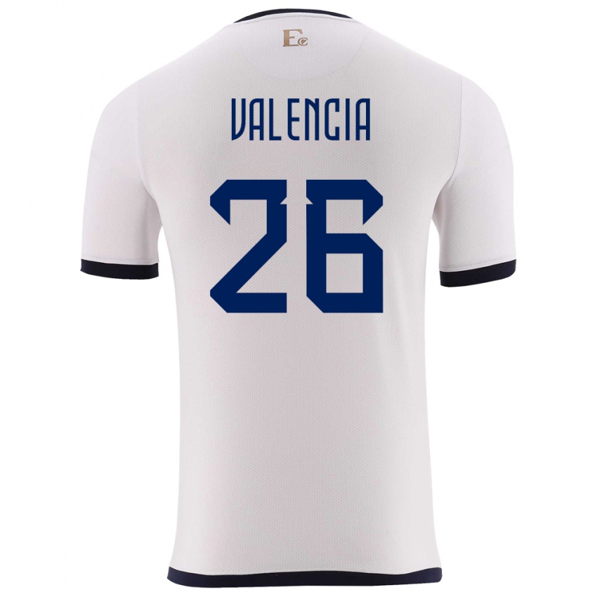 Kinder Ecuador Anthony Valencia #26 Weiß Auswärtstrikot Trikot 24-26 T-Shirt