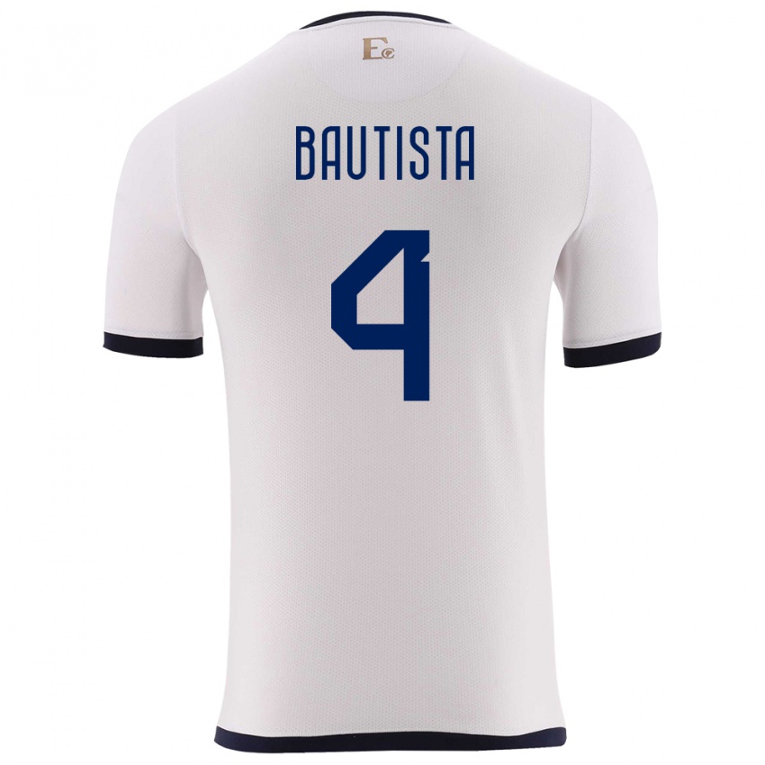 Kinder Ecuador Davis Bautista #4 Weiß Auswärtstrikot Trikot 24-26 T-Shirt