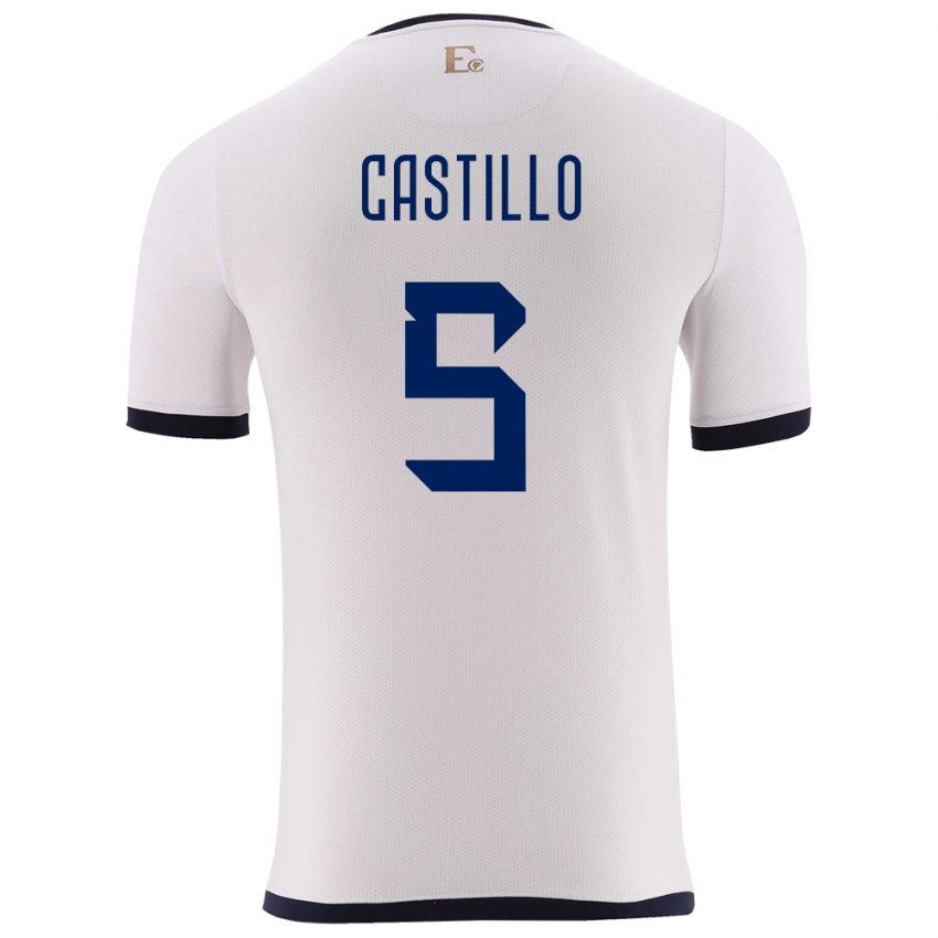 Kinder Ecuador Denil Castillo #5 Weiß Auswärtstrikot Trikot 24-26 T-Shirt