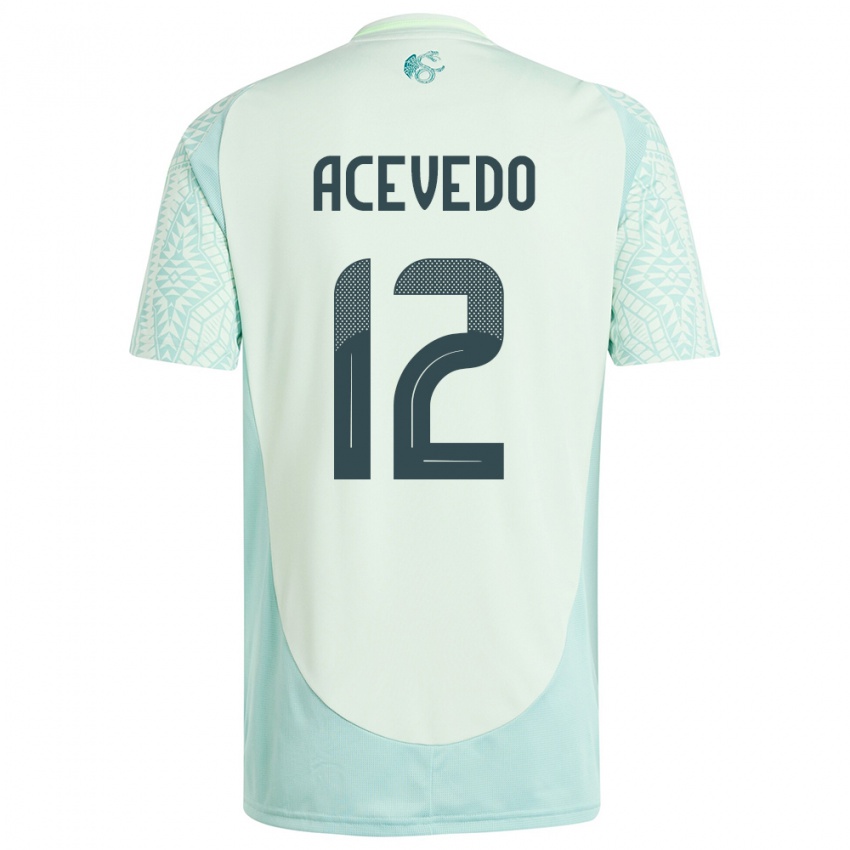 Kinder Mexiko Carlos Acevedo #12 Leinengrün Auswärtstrikot Trikot 24-26 T-Shirt
