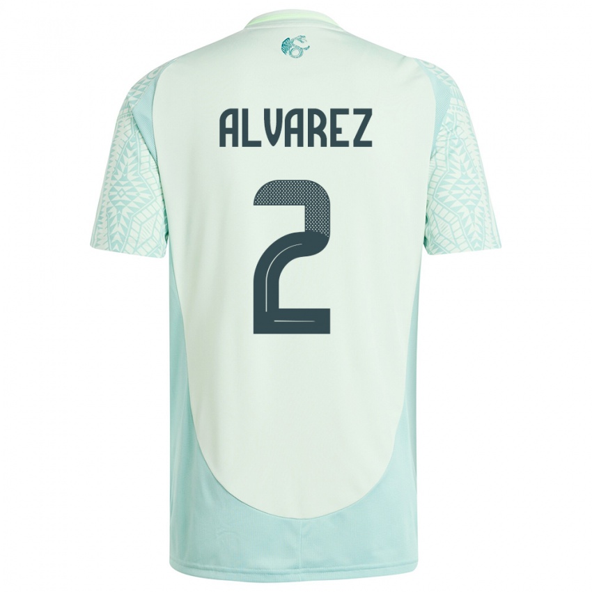 Kinder Mexiko Kevin Alvarez #2 Leinengrün Auswärtstrikot Trikot 24-26 T-Shirt