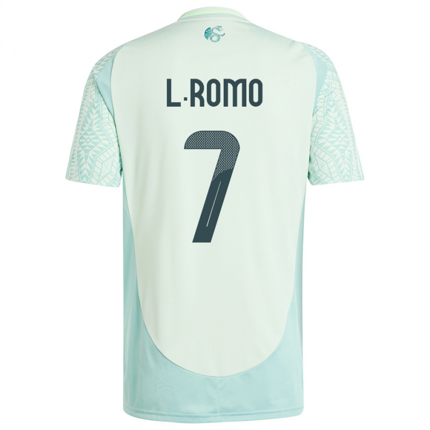 Kinder Mexiko Luis Romo #7 Leinengrün Auswärtstrikot Trikot 24-26 T-Shirt