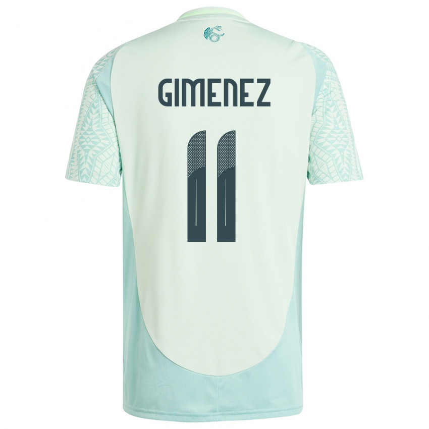 Kinder Mexiko Santiago Gimenez #11 Leinengrün Auswärtstrikot Trikot 24-26 T-Shirt