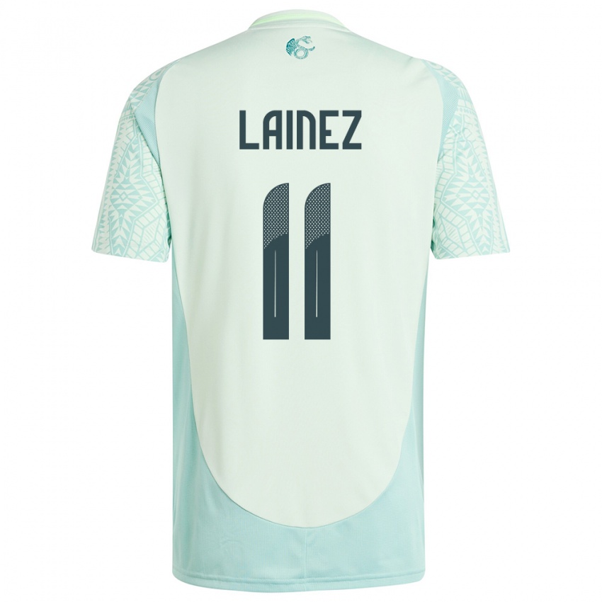 Kinder Mexiko Diego Lainez #11 Leinengrün Auswärtstrikot Trikot 24-26 T-Shirt