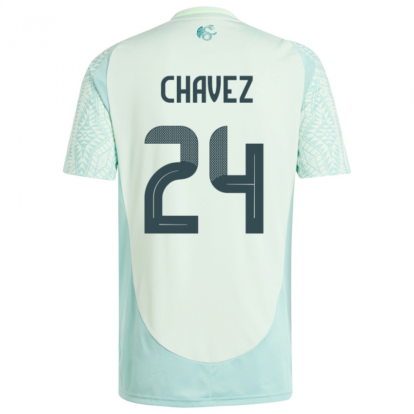 Kinder Mexiko Luis Chavez #24 Leinengrün Auswärtstrikot Trikot 24-26 T-Shirt