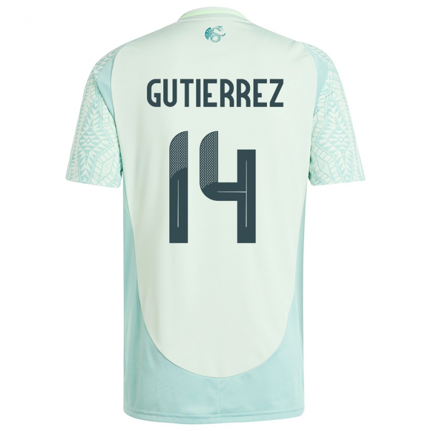 Kinder Mexiko Erick Gutierrez #14 Leinengrün Auswärtstrikot Trikot 24-26 T-Shirt