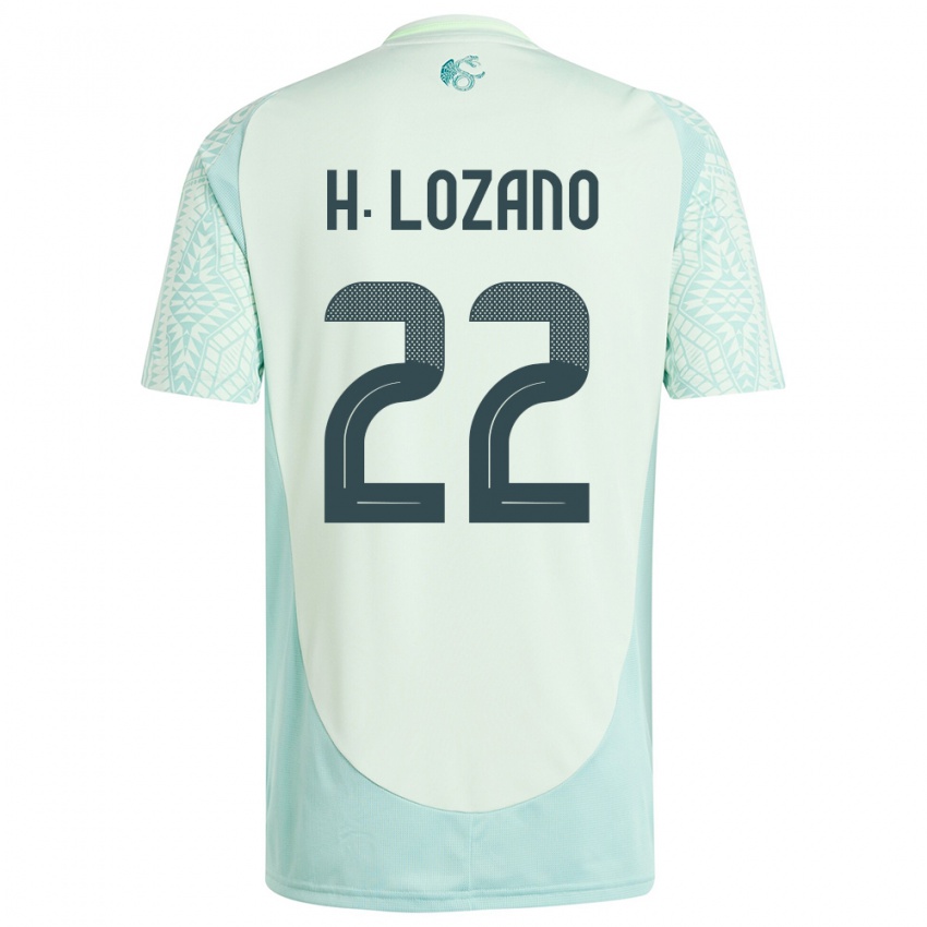 Kinder Mexiko Hirving Lozano #22 Leinengrün Auswärtstrikot Trikot 24-26 T-Shirt