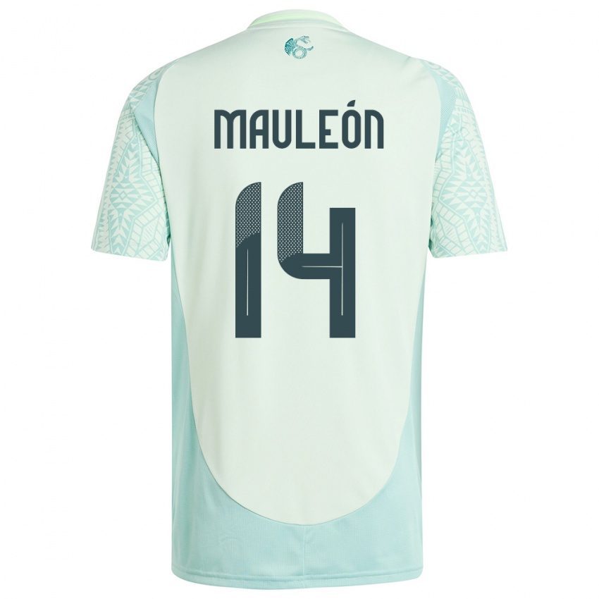 Kinder Mexiko Natalia Mauleon #14 Leinengrün Auswärtstrikot Trikot 24-26 T-Shirt