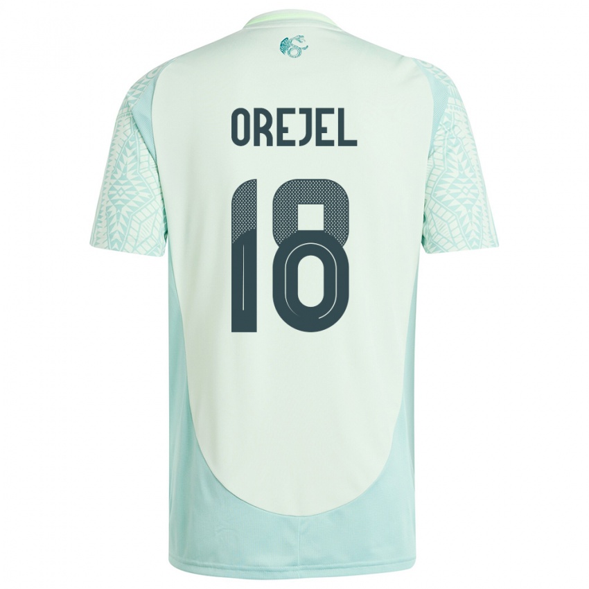 Kinder Mexiko Jocelyn Orejel #18 Leinengrün Auswärtstrikot Trikot 24-26 T-Shirt