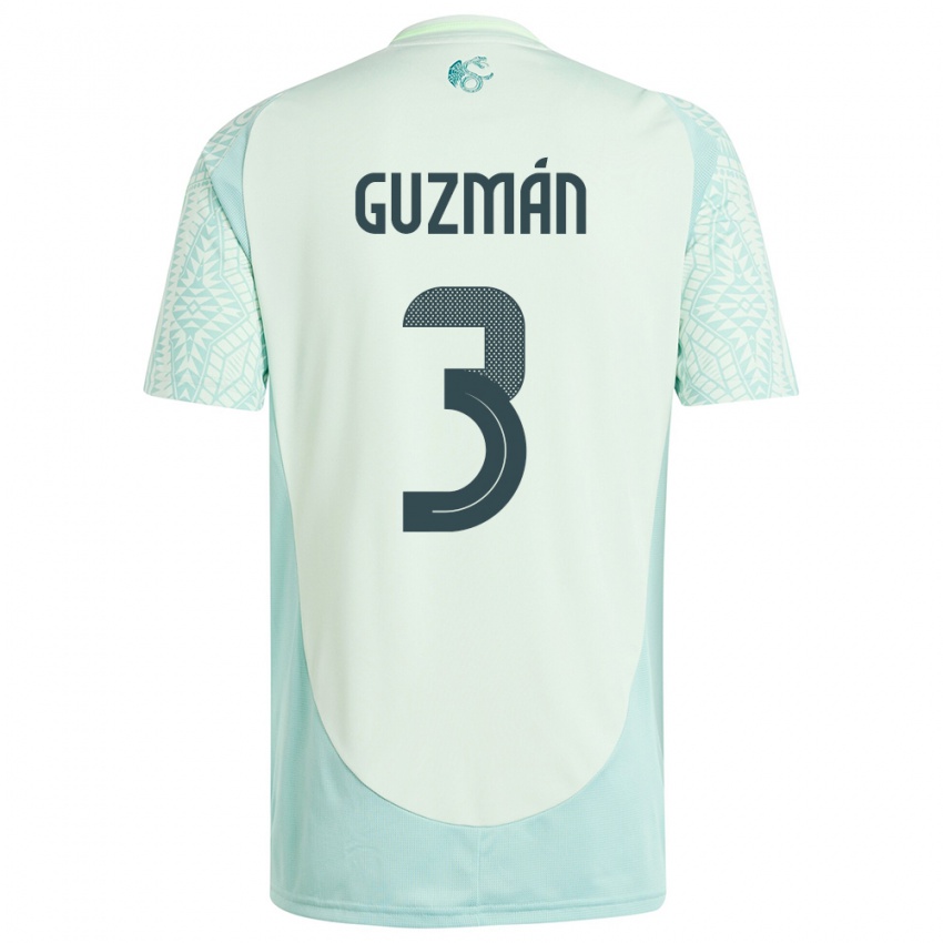 Kinder Mexiko Victor Guzman #3 Leinengrün Auswärtstrikot Trikot 24-26 T-Shirt