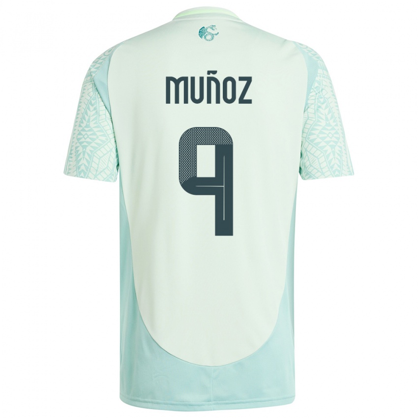 Kinder Mexiko Santiago Munoz #9 Leinengrün Auswärtstrikot Trikot 24-26 T-Shirt