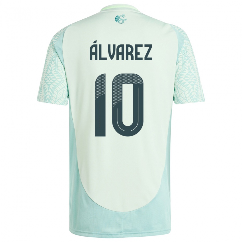 Kinder Mexiko Efrain Alvarez #10 Leinengrün Auswärtstrikot Trikot 24-26 T-Shirt