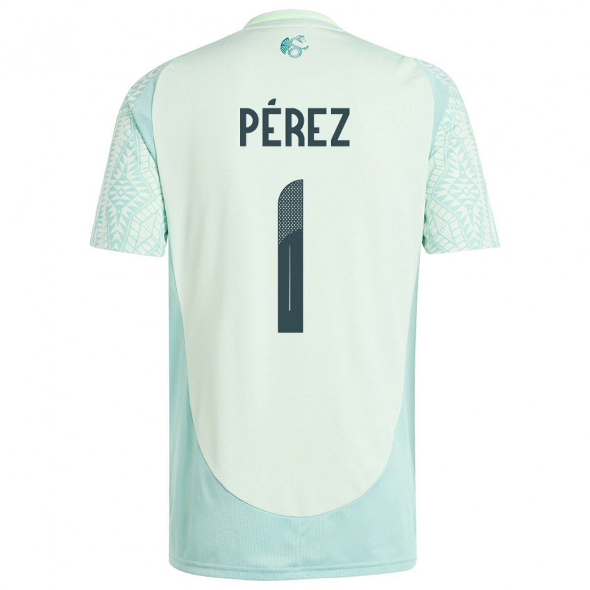 Kinder Mexiko Emiliano Perez #1 Leinengrün Auswärtstrikot Trikot 24-26 T-Shirt