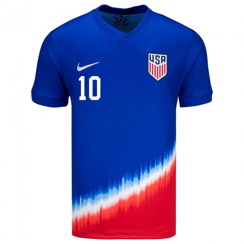 Kinder Vereinigte Staaten Christian Pulisic #10 Blau Auswärtstrikot Trikot 24-26 T-Shirt