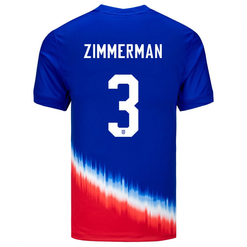 Kinder Vereinigte Staaten Walker Zimmerman #3 Blau Auswärtstrikot Trikot 24-26 T-Shirt