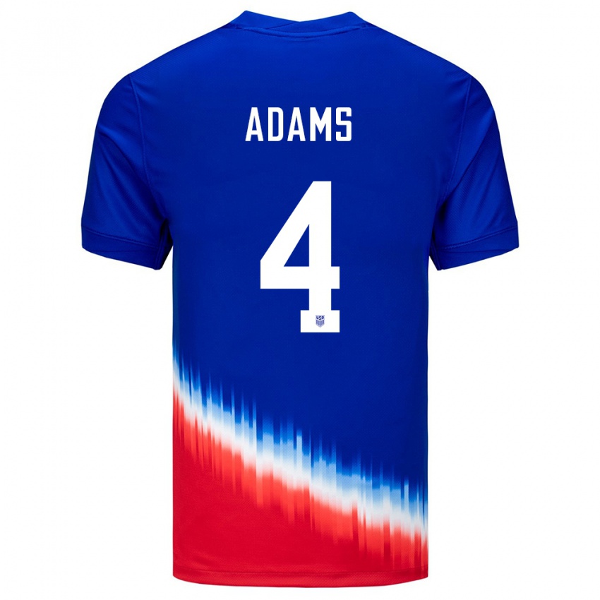 Kinder Vereinigte Staaten Tyler Adams #4 Blau Auswärtstrikot Trikot 24-26 T-Shirt