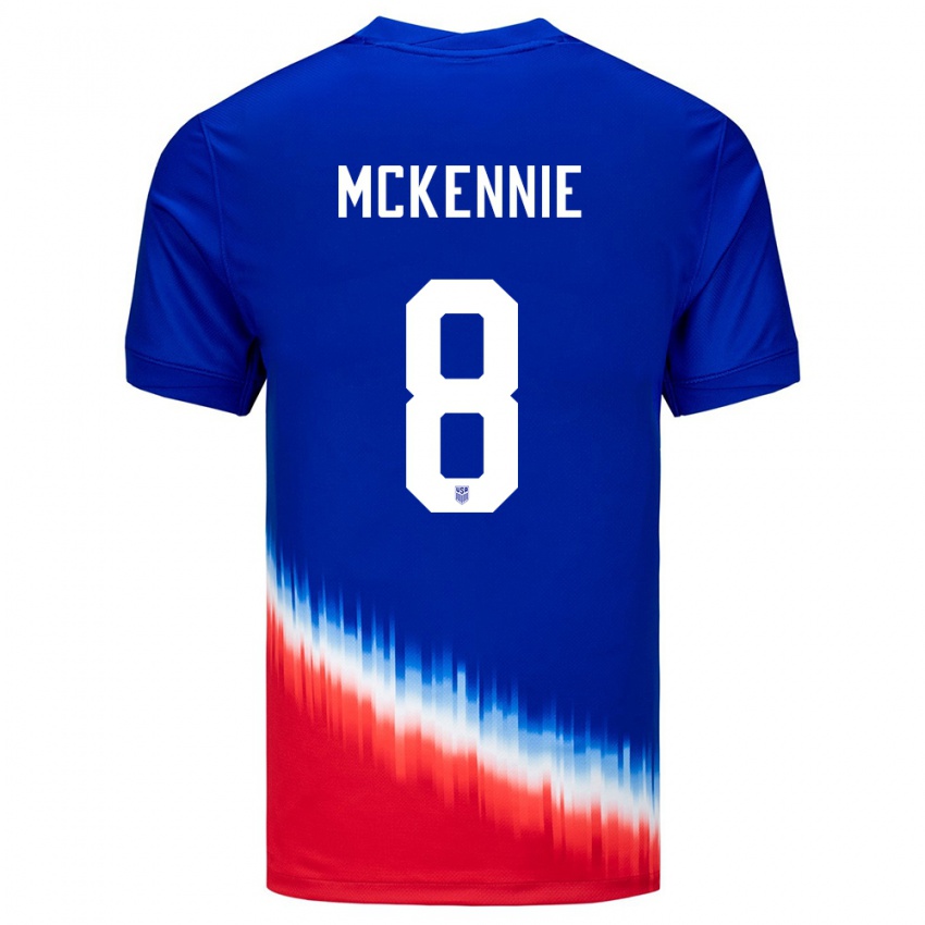 Kinder Vereinigte Staaten Weston Mckennie #8 Blau Auswärtstrikot Trikot 24-26 T-Shirt