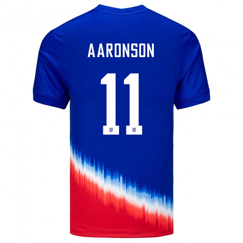 Kinder Vereinigte Staaten Brenden Aaronson #11 Blau Auswärtstrikot Trikot 24-26 T-Shirt