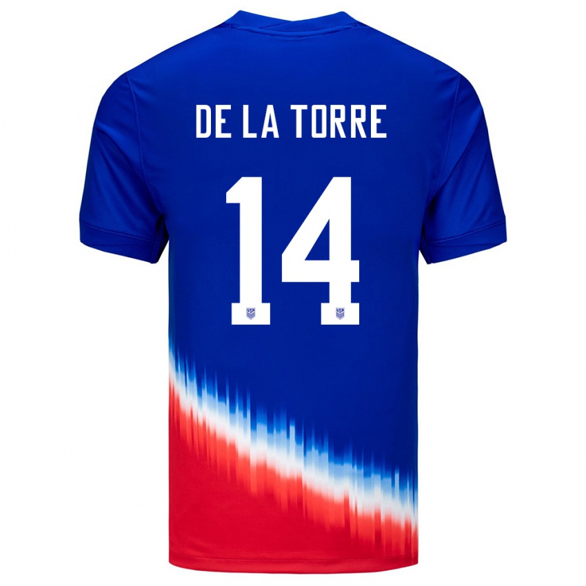 Kinder Vereinigte Staaten Luca De La Torre #14 Blau Auswärtstrikot Trikot 24-26 T-Shirt