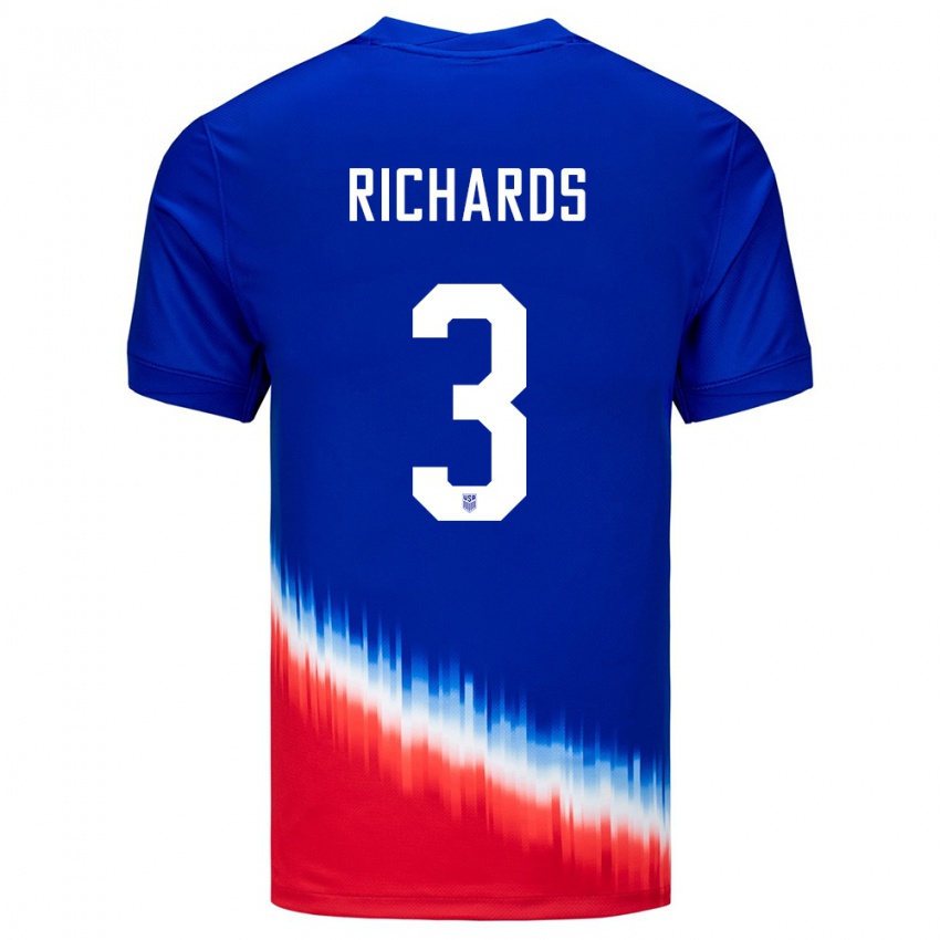 Kinder Vereinigte Staaten Chris Richards #3 Blau Auswärtstrikot Trikot 24-26 T-Shirt