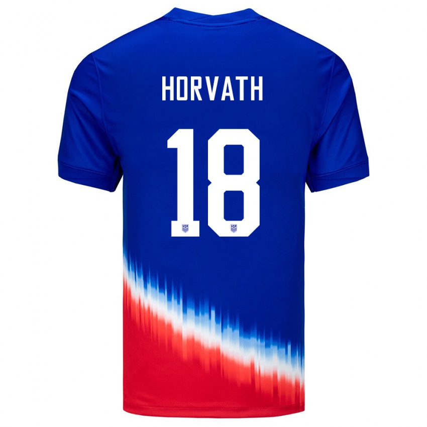 Kinder Vereinigte Staaten Ethan Horvath #18 Blau Auswärtstrikot Trikot 24-26 T-Shirt