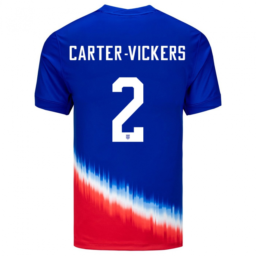 Kinder Vereinigte Staaten Cameron Carter-Vickers #2 Blau Auswärtstrikot Trikot 24-26 T-Shirt