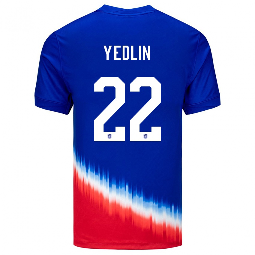 Kinder Vereinigte Staaten Deandre Yedlin #22 Blau Auswärtstrikot Trikot 24-26 T-Shirt