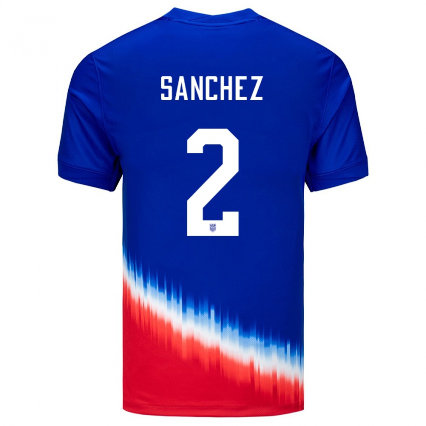 Kinder Vereinigte Staaten Ashley Sanchez #2 Blau Auswärtstrikot Trikot 24-26 T-Shirt