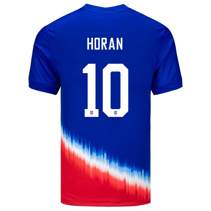 Kinder Vereinigte Staaten Lindsey Horan #10 Blau Auswärtstrikot Trikot 24-26 T-Shirt