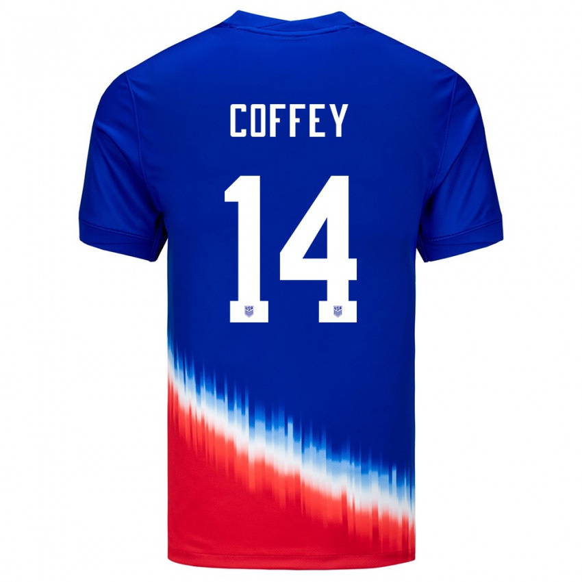 Kinder Vereinigte Staaten Sam Coffey #14 Blau Auswärtstrikot Trikot 24-26 T-Shirt