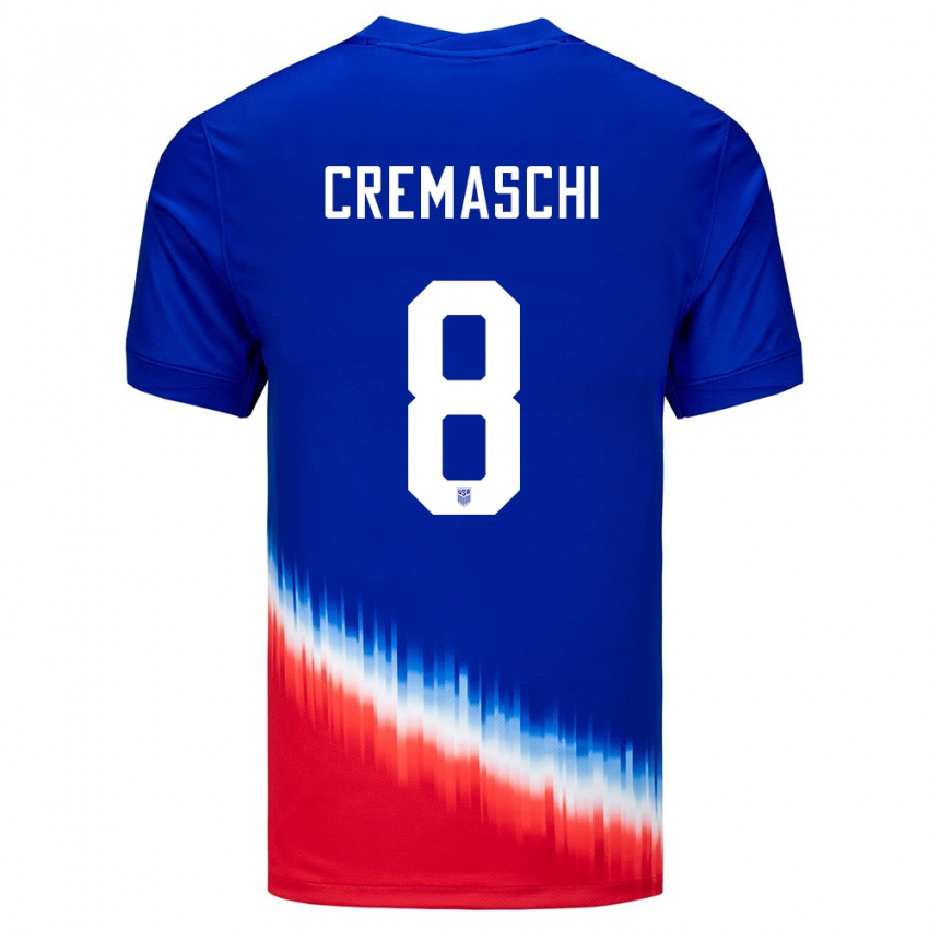 Kinder Vereinigte Staaten Benjamin Cremaschi #8 Blau Auswärtstrikot Trikot 24-26 T-Shirt