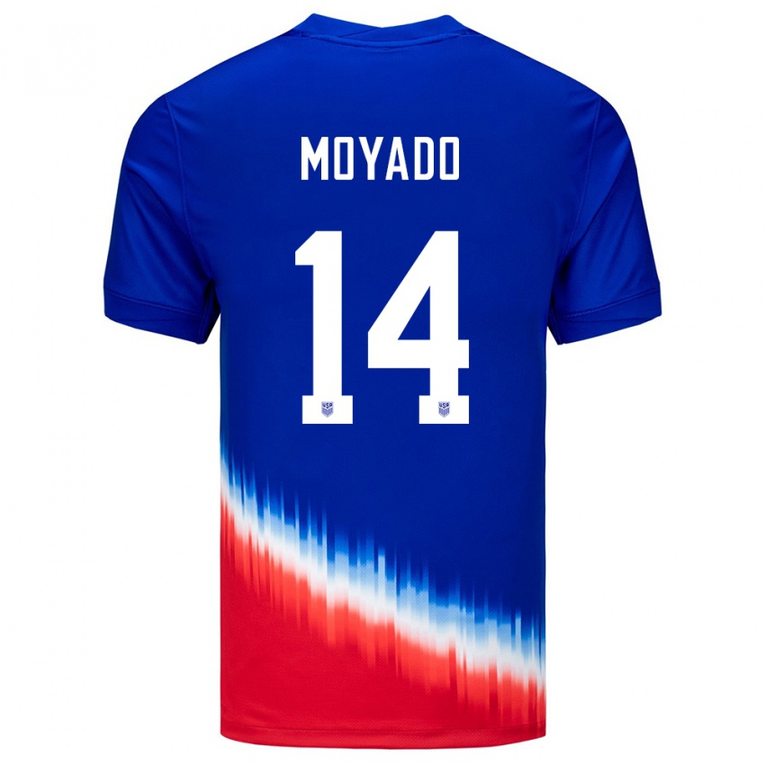 Kinder Vereinigte Staaten Bryan Moyado #14 Blau Auswärtstrikot Trikot 24-26 T-Shirt