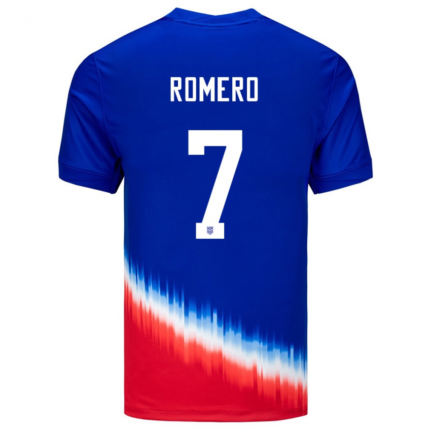 Kinder Vereinigte Staaten Brian Romero #7 Blau Auswärtstrikot Trikot 24-26 T-Shirt