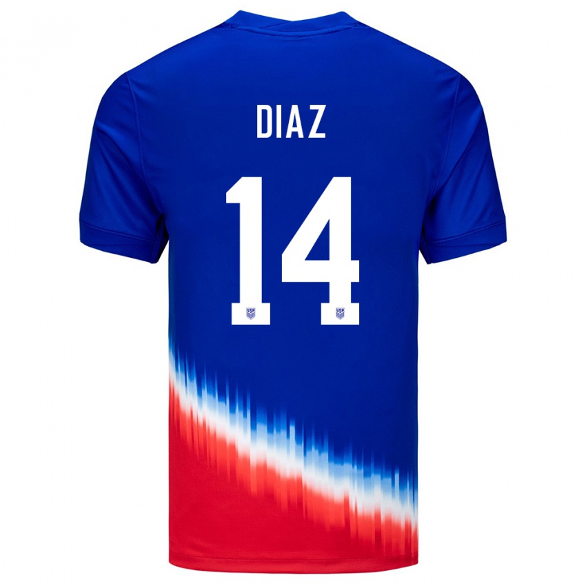 Kinder Vereinigte Staaten Christian Diaz #14 Blau Auswärtstrikot Trikot 24-26 T-Shirt