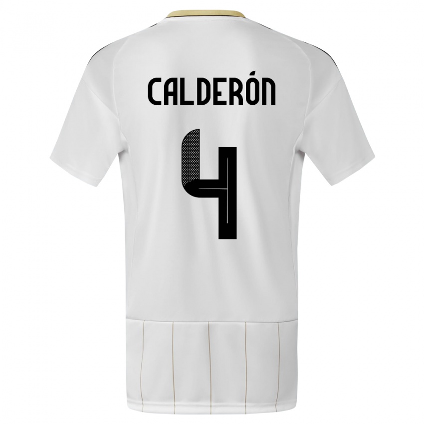 Kinder Costa Rica Brandon Calderon #4 Weiß Auswärtstrikot Trikot 24-26 T-Shirt