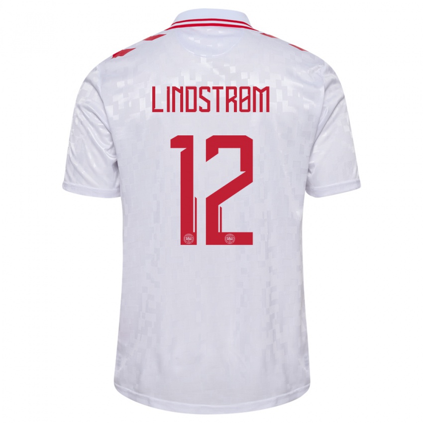 Kinder Dänemark Jesper Lindstrom #12 Weiß Auswärtstrikot Trikot 24-26 T-Shirt