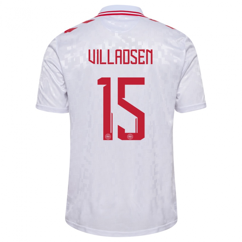 Kinder Dänemark Oliver Villadsen #15 Weiß Auswärtstrikot Trikot 24-26 T-Shirt