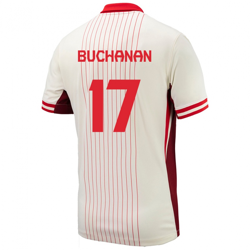 Kinder Kanada Tajon Buchanan #17 Weiß Auswärtstrikot Trikot 24-26 T-Shirt