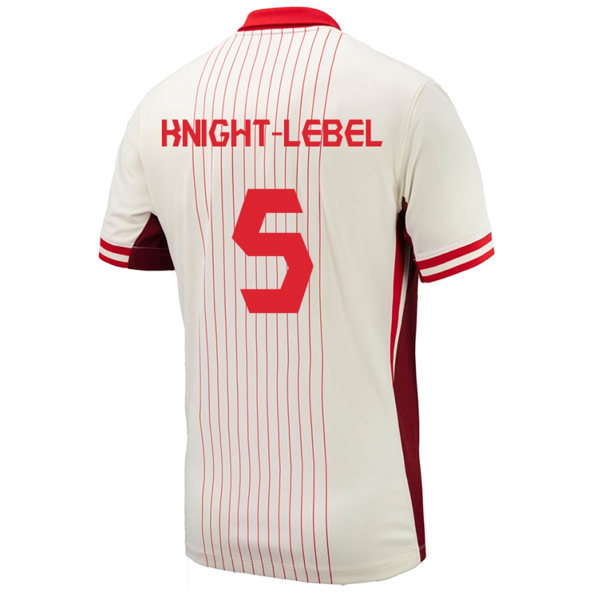 Kinder Kanada Jamie Knight Lebel #5 Weiß Auswärtstrikot Trikot 24-26 T-Shirt